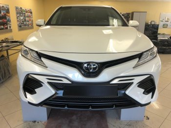 14 699 р. Накладка переднего бампера Yurol Toyota Camry XV70 дорестайлинг (2017-2021) (Неокрашенная)  с доставкой в г. Керчь. Увеличить фотографию 5