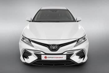 17 199 р. Накладка в центральный воздухозаборник переднего бампера Harius  Toyota Camry  XV70 (2017-2021) дорестайлинг (Неокрашенная)  с доставкой в г. Керчь. Увеличить фотографию 2