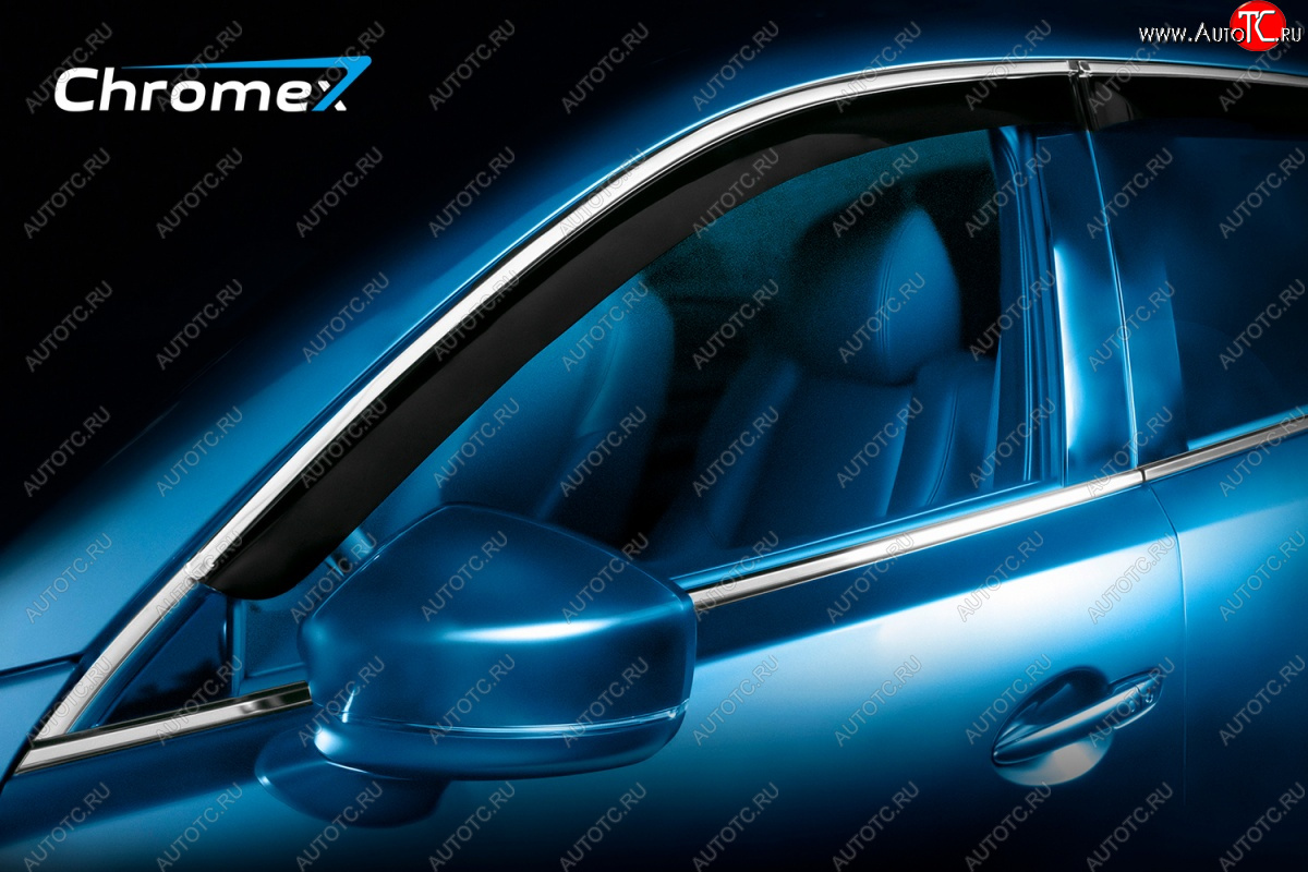 4 499 р. Дефлекторы окон с хромированым молдингом CHROMEX Toyota Camry XV70 дорестайлинг (2017-2021)  с доставкой в г. Керчь