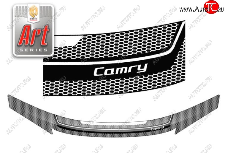 2 399 р. Дефлектор капота (Euro) CA-Plastiс  Toyota Camry  XV50 (2011-2014) дорестайлинг (Серия Art черная)  с доставкой в г. Керчь