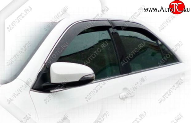 2 349 р. Дефлектора окон (EURO) CA-Plastic Toyota Camry XV50 дорестайлинг (2011-2014) (Classic полупрозрачный, Без хром.молдинга)  с доставкой в г. Керчь