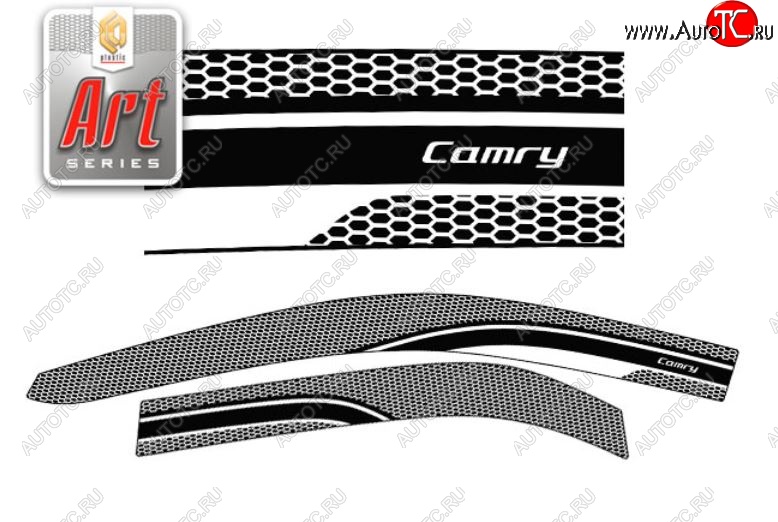 2 299 р. Дефлектора окон (EURO) CA-Plastic  Toyota Camry  XV50 (2011-2014) дорестайлинг (Серия Art белая, Без хром.молдинга)  с доставкой в г. Керчь