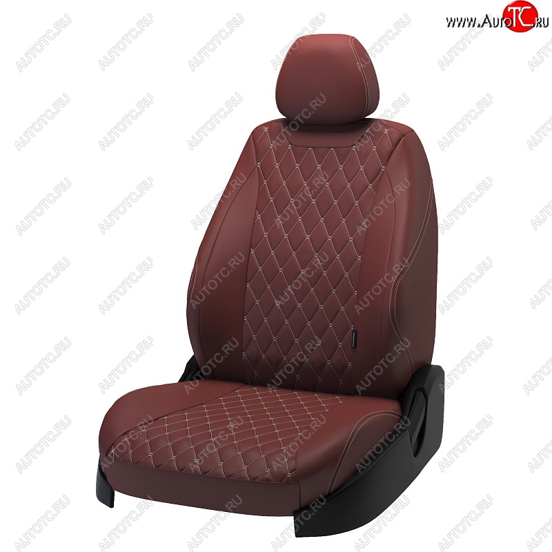 19 649 р. Чехлы для сидений Lord Autofashion Байрон (экокожа)  Toyota Camry ( XV50,  XV55) (2011-2018) дорестайлинг, 1-ый рестайлинг, 2-ой рестайлинг (Коричневый, вставка коричневая, строчка бежевая)  с доставкой в г. Керчь