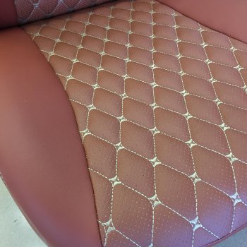 19 649 р. Чехлы для сидений Lord Autofashion Байрон (экокожа)  Toyota Camry ( XV50,  XV55) (2011-2018) дорестайлинг, 1-ый рестайлинг, 2-ой рестайлинг (Коричневый, вставка коричневая, строчка бежевая)  с доставкой в г. Керчь. Увеличить фотографию 4