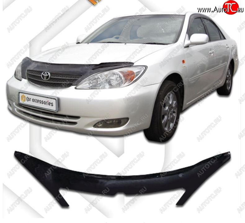 2 399 р. Дефлектор капота CA-Plastiс Toyota Camry XV30 дорестайлинг (2001-2004) (Classic черный, Без надписи)  с доставкой в г. Керчь