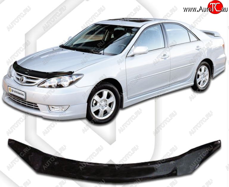 1 999 р. Дефлектор капота CA-Plastiс  Toyota Camry  XV30 (2004-2006) рестайлинг (Classic черный, Без надписи)  с доставкой в г. Керчь