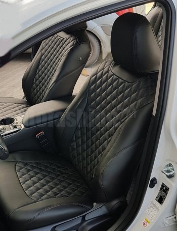 19 649 р. Чехлы для сидений Lord Autofashion Байрон (экокожа) Toyota Camry XV40 дорестайлинг (2006-2008) (Чёрный, вставка чёрная, строчка чёрная)  с доставкой в г. Керчь. Увеличить фотографию 4