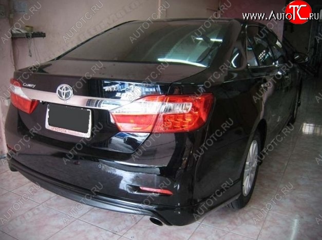 3 789 р. Накладка на задний бампер CT Toyota Camry XV50 дорестайлинг (2011-2014) (Неокрашенная)  с доставкой в г. Керчь