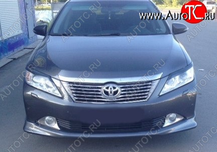 3 999 р. Накладка на передний бампер CT Toyota Camry XV50 дорестайлинг (2011-2014) (Неокрашенная)  с доставкой в г. Керчь