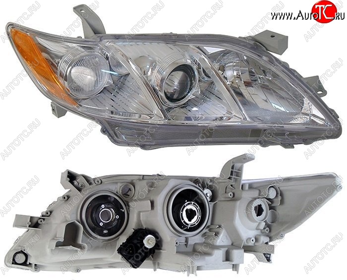 5 999 р. Правая фара SAT (желтый габарит)  Toyota Camry  XV40 (2006-2008) дорестайлинг  с доставкой в г. Керчь
