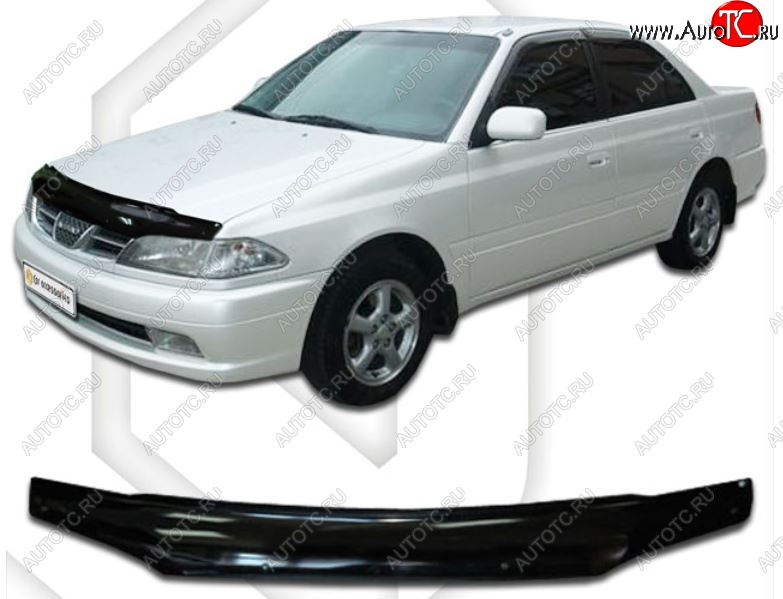 1 999 р. Дефлектор капота CA-Plastiс  Toyota Carina  Е210 (1998-2001) седан рестайлинг (Classic черный, Без надписи)  с доставкой в г. Керчь