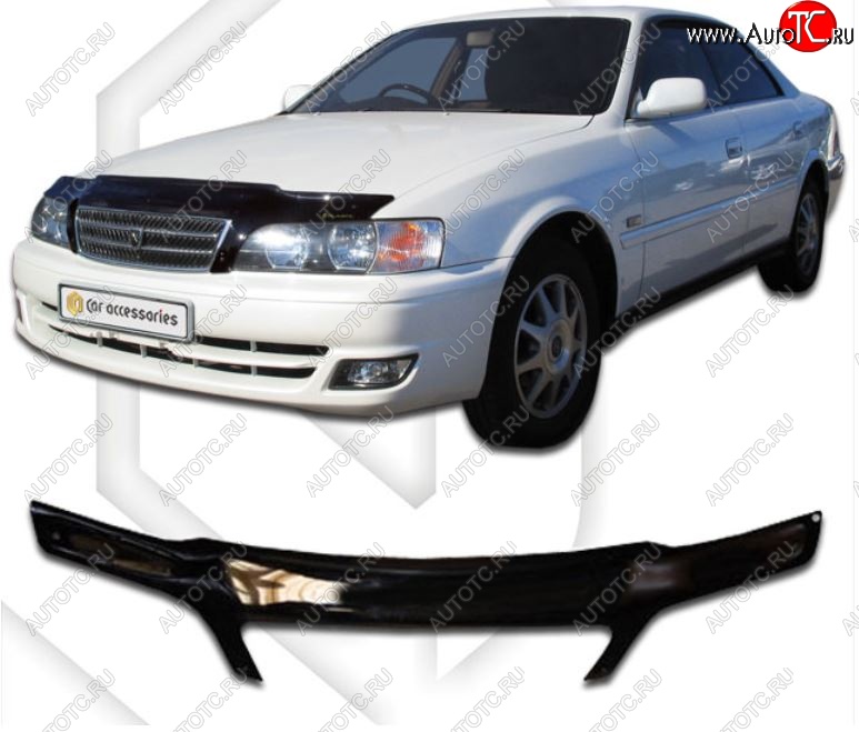 2 199 р. Дефлектор капота CA-Plastiс  Toyota Chaser (1996-2001) (Classic черный, Без надписи)  с доставкой в г. Керчь