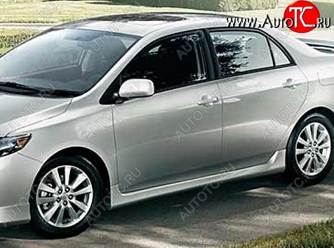 7 399 р. Пороги накладки CT Toyota Corolla E150 седан рестайлинг (2009-2013) (Неокрашенные)  с доставкой в г. Керчь