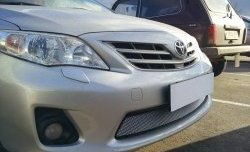1 539 р. Сетка на бампер Russtal (хром) Toyota Corolla E150 седан рестайлинг (2009-2013)  с доставкой в г. Керчь. Увеличить фотографию 2