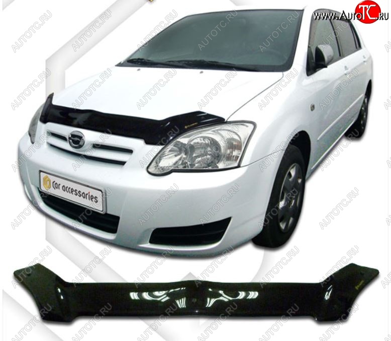 1 999 р. Дефлектор капота (Е121, 123, 124) CA-Plastiс  Toyota Corolla  E120 (2004-2007) хэтчбек рестайлинг (Classic черный, Без надписи)  с доставкой в г. Керчь
