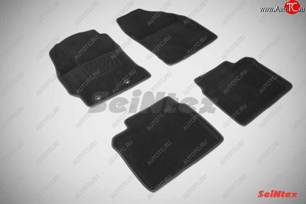 5 449 р. Износостойкие коврики в салон SeiNtex Premium 3D 4 шт. (ворсовые, черные) Toyota Corolla E180 рестайлинг (2016-2019)  с доставкой в г. Керчь