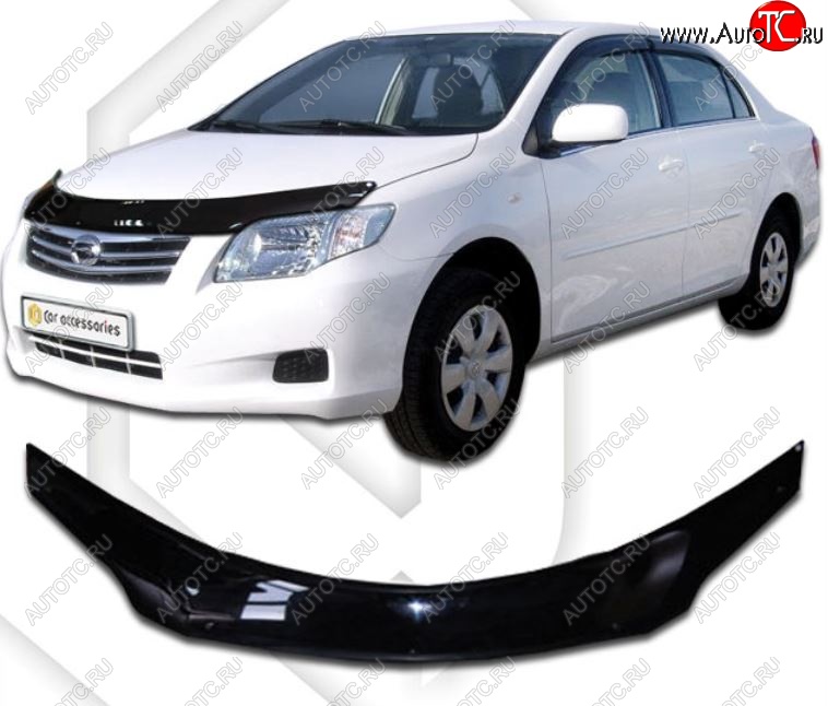 2 079 р. Дефлектор капота (E141) CA-Plastiс Toyota Corolla Axio (E140) седан дорестайлинг (2006-2008) (Classic черный, Без надписи)  с доставкой в г. Керчь