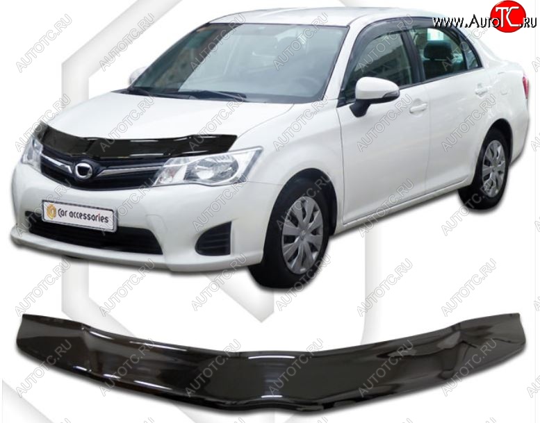 2 079 р. Дефлектор капота CA-Plastiс  Toyota Corolla Axio  (E160) седан (2012-2016) дорестайлинг (Classic черный, Без надписи)  с доставкой в г. Керчь