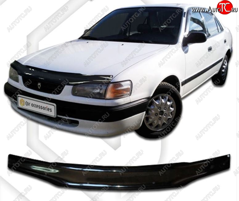 1 899 р. Дефлектор капота CA-Plastiс Toyota Corolla E110 седан дорестайлинг (1997-2000) (Classic черный, Без надписи)  с доставкой в г. Керчь