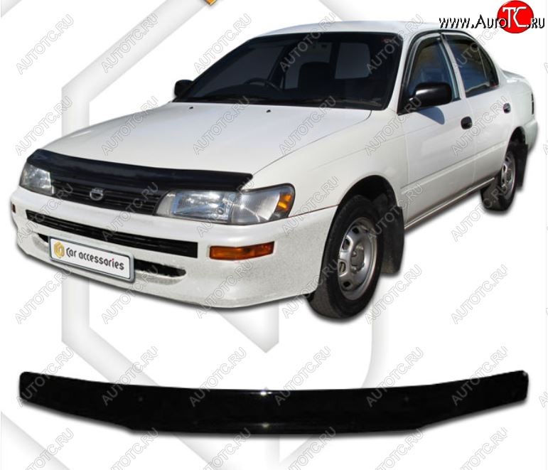 1 899 р. Дефлектор капота CA-Plastiс  Toyota Corolla  E110 (1991-1995) седан дорестайлинг (Classic черный, Без надписи)  с доставкой в г. Керчь