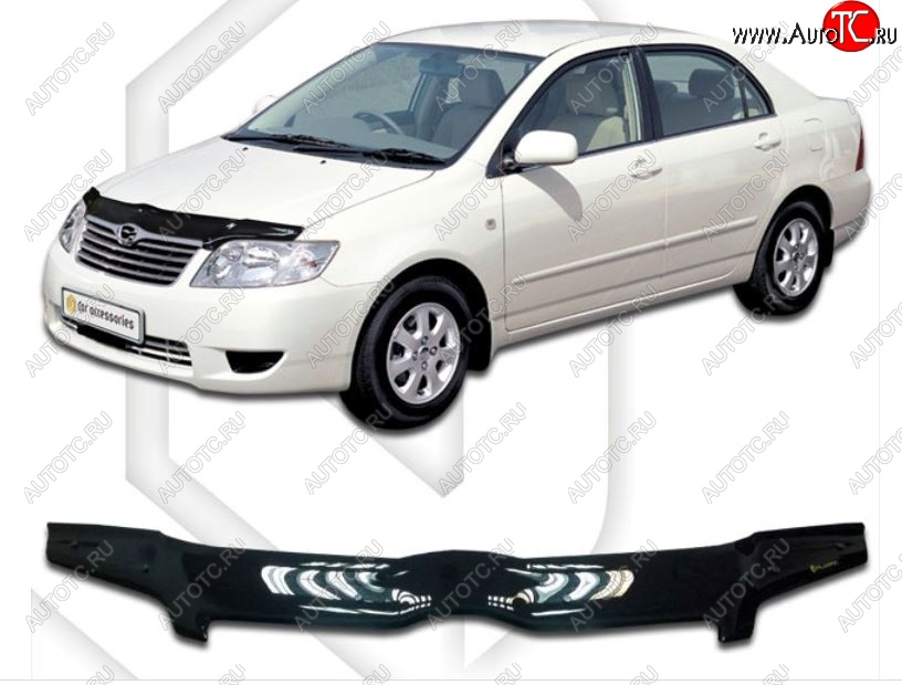 1 999 р. Дефлектор капота CA-Plastiс Toyota Corolla E120 седан рестайлинг (2004-2007) (Classic черный, Без надписи)  с доставкой в г. Керчь