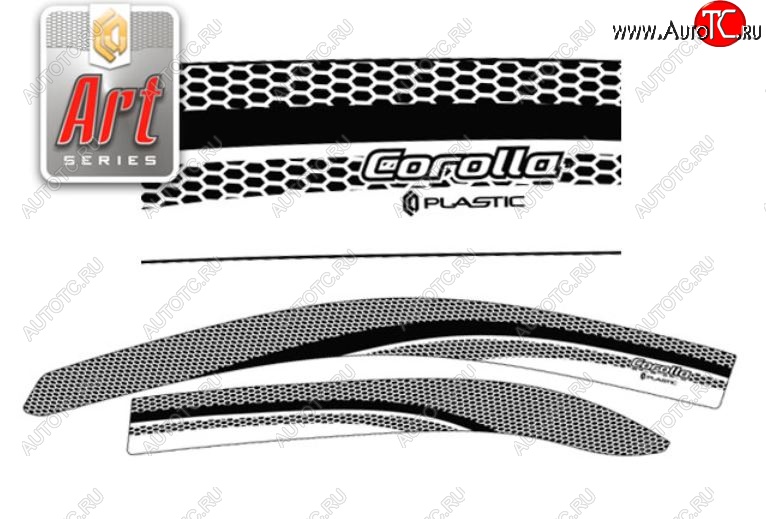 2 199 р. Дефлектора окон CA-Plastic  Toyota Corolla  E120 (2004-2007) седан рестайлинг (Серия Art черная, Без хром.молдинга, Крепление только на скотч)  с доставкой в г. Керчь