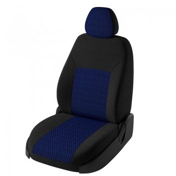 Чехлы для сидений Дублин (жаккард) Toyota Corolla ( E150,  E140) (2006-2013) седан дорестайлинг, седан рестайлинг (Черный, вставка Рогожка - синий)