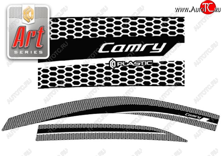 2 159 р. Дефлектора окон CA-Plastic  Toyota Camry  XV40 (2009-2011) рестайлинг (Серия Art графит, Без хром.молдинга, Крепление только на скотч)  с доставкой в г. Керчь