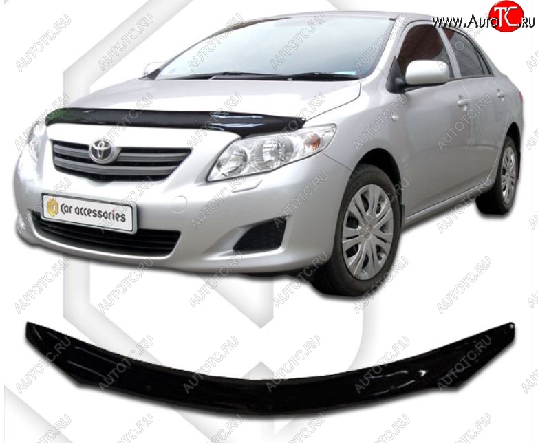 2 099 р. Дефлектор капота CA-Plastiс Toyota Corolla E150 седан дорестайлинг (2006-2010) (Classic черный, Без надписи)  с доставкой в г. Керчь