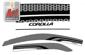 2 199 р. Дефлектора окон CA-Plastic  Toyota Corolla  E150 (2009-2013) седан рестайлинг (Серия Art черная, Без хром.молдинга, Крепление только на скотч)  с доставкой в г. Керчь. Увеличить фотографию 2