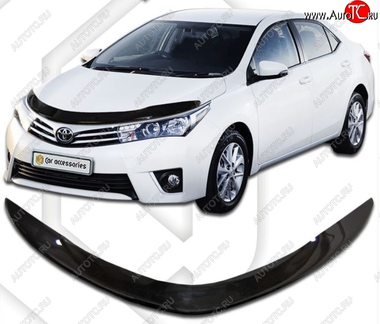 2 079 р. Дефлектор капота CA-Plastiс  Toyota Corolla  E180 (2013-2019) дорестайлинг, рестайлинг (Classic черный, Без надписи)  с доставкой в г. Керчь