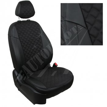 Чехлы сидений (40/60 с задним подлокотника, Comfort / Prestige, экокожа/алькантара) Автопилот Ромб Toyota Corolla  E210 (2018-2022) седан дорестайлинг (Черный + Черный)