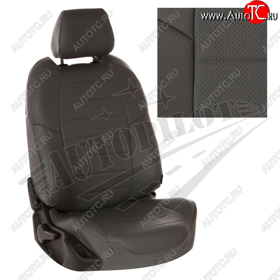 13 849 р. Чехлы сидений AUTOPILOT Экокожа (40/60 с задним подлокотника, Comfort / Prestige)  Toyota Corolla  E210 (2018-2022) седан дорестайлинг (Темно серый + Темный серый)  с доставкой в г. Керчь