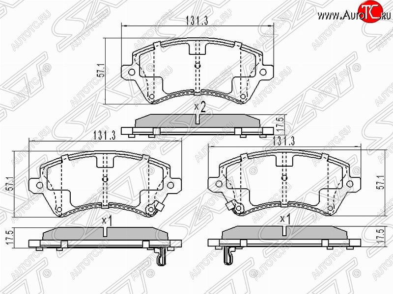 1 079 р. Колодки тормозные (передние) SAT  Toyota Corolla Fielder  E120 (2000-2006) универсал дорестайлинг, универсал 1-ый рестайлинг, универсал 2-ой рестайлинг  с доставкой в г. Керчь