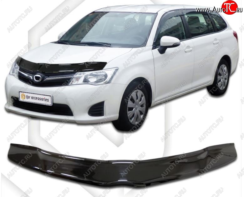 2 079 р. Дефлектор капота CA-Plastiс Toyota Corolla Fielder E160 универсал дорестайлинг (2012-2015) (Classic черный, Без надписи)  с доставкой в г. Керчь