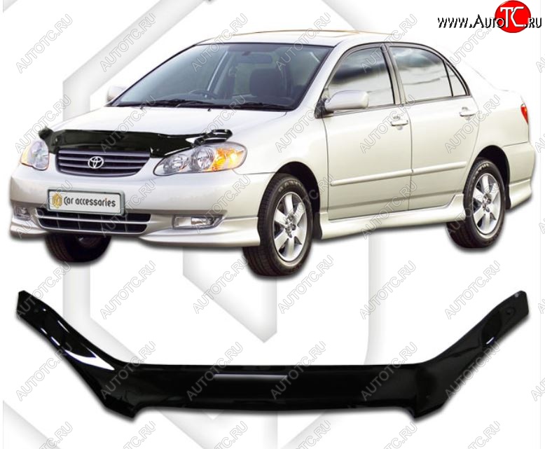 1 999 р. Дефлектор капота CA-Plastiс Toyota Corolla E130 седан USA (2003-2007) (Classic черный, Без надписи)  с доставкой в г. Керчь