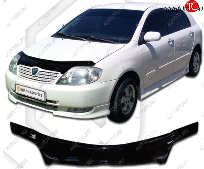 2 159 р. Дефлектор капота (E121-124 до 2002) CA-Plastiс  Toyota Corolla Runx  E120 (1999-2002) хэтчбэк 5 дв. дорестайлинг (Classic черный, Без надписи)  с доставкой в г. Керчь