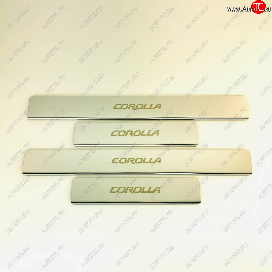 2 179 р. Накладки порожков салона INOX  Toyota Corolla  E170 (2012-2019) дорестайлинг, рестайлинг (Нержавеющая сталь)  с доставкой в г. Керчь