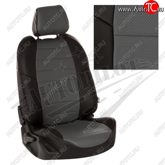 13 649 р. Чехлы сидений AUTOPILOT Экокожа (40/60 без подлокотника, Standart / Classic)  Toyota Corolla  E210 (2018-2022) седан дорестайлинг (Черный + Серый)  с доставкой в г. Керчь