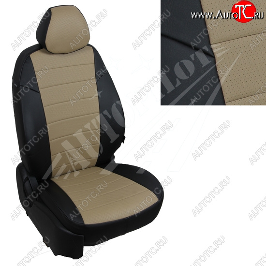 13 649 р. Чехлы сидений AUTOPILOT Экокожа (40/60 без подлокотника, Standart / Classic)  Toyota Corolla  E210 (2018-2022) седан дорестайлинг (Черный + Темно бежевый)  с доставкой в г. Керчь