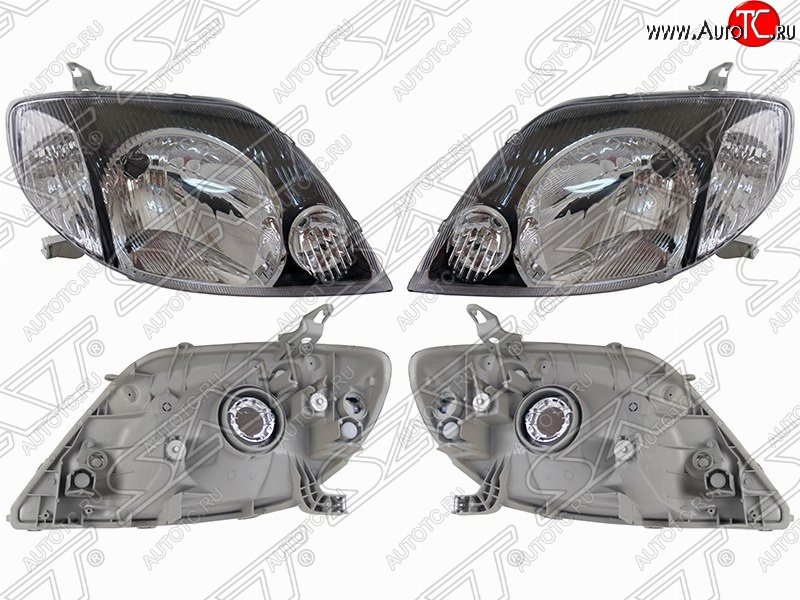 7 899 р. Фара передняя SAT (комплект, черные) Toyota Corolla E120 хэтчбек 5 дв. дорестайлинг (2000-2004)  с доставкой в г. Керчь