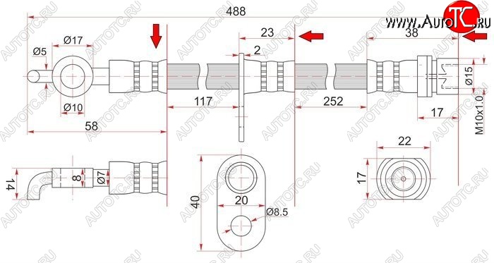 799 р. Тормозной шланг SAT (передний, левый)  Toyota Corolla Levin  EA100 - Starlet  P80  с доставкой в г. Керчь