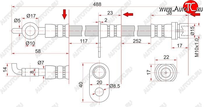 799 р. Тормозной шланг SAT (передний, правый)  Toyota Corolla Levin  EA100 - Starlet  P80  с доставкой в г. Керчь