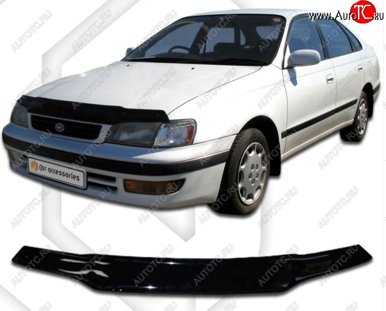 1 899 р. Дефлектор капота CA-Plastiс Toyota Corona T190 седан дорестайлинг (1992-1994) (Classic черный, Без надписи)  с доставкой в г. Керчь