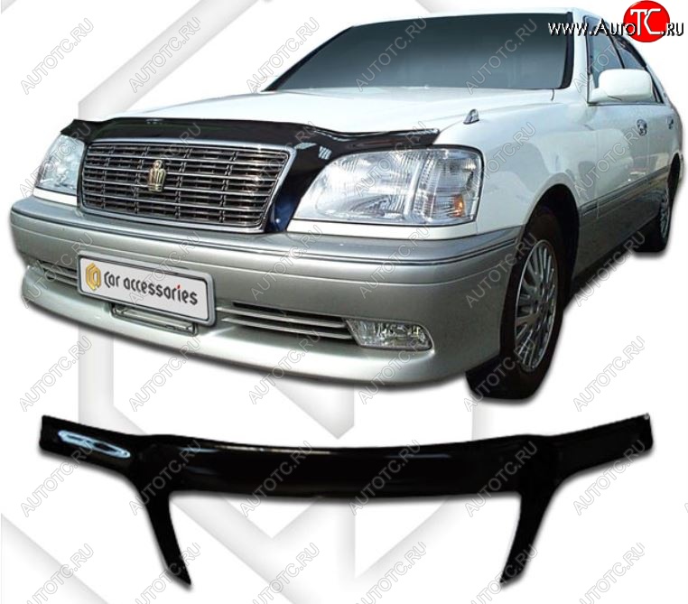 2 599 р. Дефлектор капота CA-Plastiс exclusive Toyota Crown S170 седан (1999-2003) (серия Classic черный, Без надписи)  с доставкой в г. Керчь
