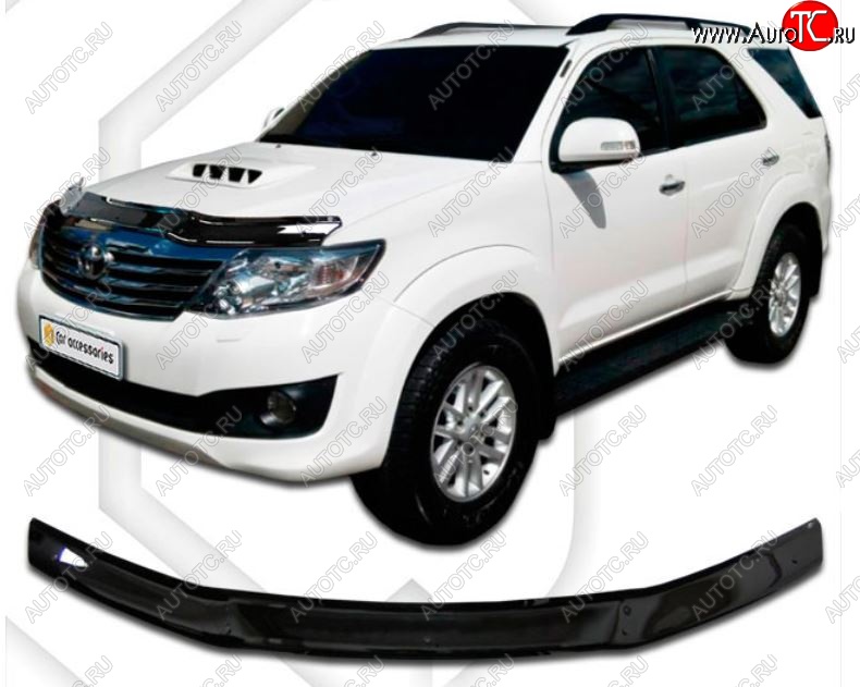 1 999 р. Дефлектор капота CA-Plastiс Toyota Fortuner AN50/AN60 2-ой рестайлинг (2011-2015) (Classic черный, Без надписи)  с доставкой в г. Керчь