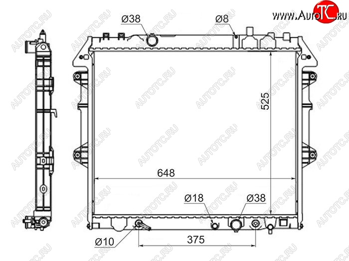 5 599 р. Радиатор двигателя SAT Toyota Hilux AN20,AN30  2-ой рестайлинг (2011-2016)  с доставкой в г. Керчь