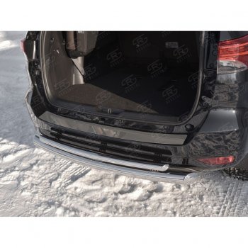1 999 р. Накладка на задний бампер (лист нерж зеркальный) Russtal Toyota Fortuner AN160 дорестайлинг (2015-2020)  с доставкой в г. Керчь. Увеличить фотографию 2