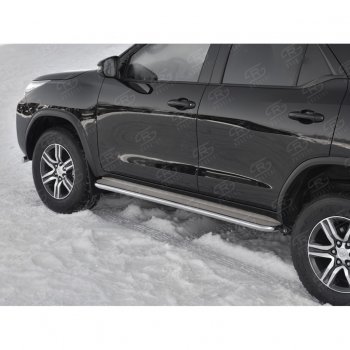35 549 р. Порожки для ног (труба Ø42) SLITKOFF  Toyota Fortuner  AN160 (2015-2025) дорестайлинг, рестайлинг (лист - нержавейка, профиль - нержавейка)  с доставкой в г. Керчь. Увеличить фотографию 4