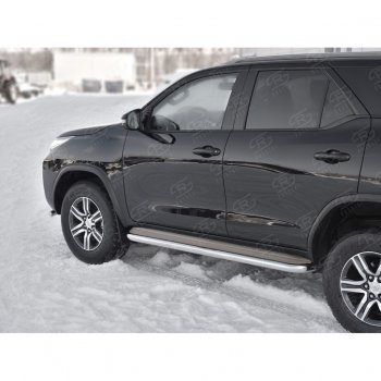 43 999 р. Порожки для ног (труба Ø63) SLITKOFF  Toyota Fortuner  AN160 (2015-2025) дорестайлинг, рестайлинг (лист - нержавейка, профиль - нержавейка)  с доставкой в г. Керчь. Увеличить фотографию 3